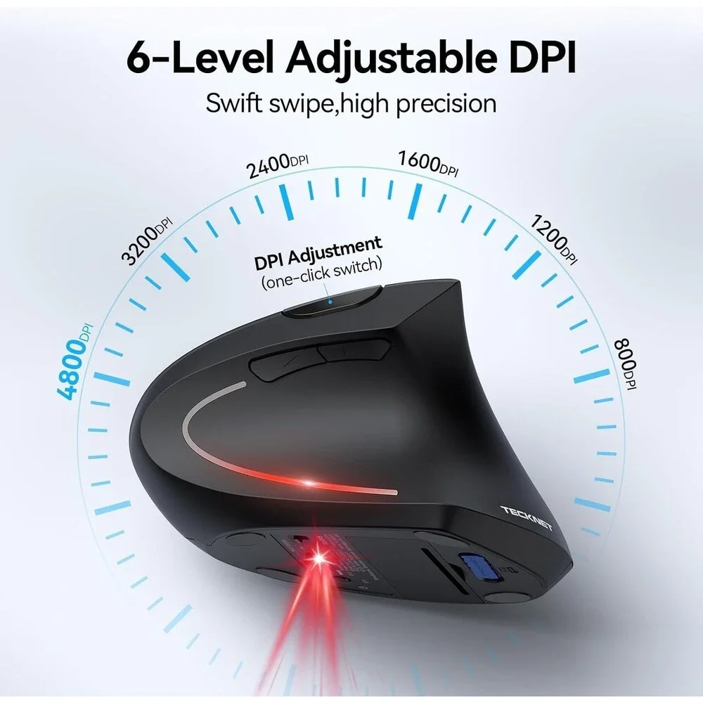 TECKNET Ergonomic Mouse, Wireless Bluetooth Vertical Mouse, 4800 DPI